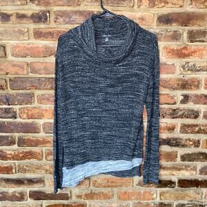 Laila Jayde Gray Static Knit Cowl Neck Long Sleeve Top Women's Size Large